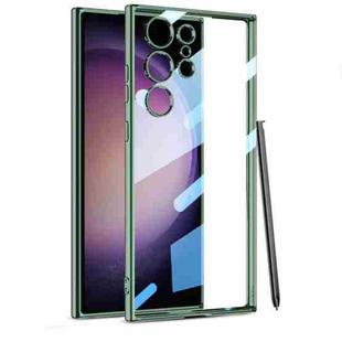 For Samsung Galaxy S24 GKK Plating Transparent TPU Phone Case, Without pen(Green)