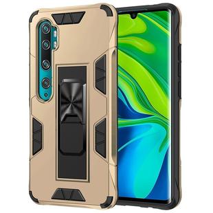 For Xiaomi Mi CC9 Pro Armor Shockproof TPU + PC Magnetic Protective Case with Invisible Holder(Gold)