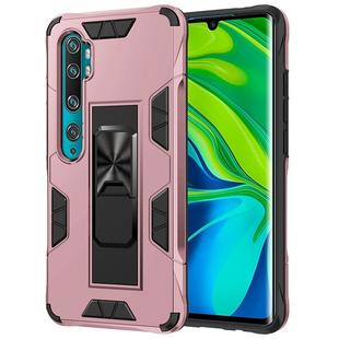 For Xiaomi Mi CC9 Pro Armor Shockproof TPU + PC Magnetic Protective Case with Invisible Holder(Rose Gold)