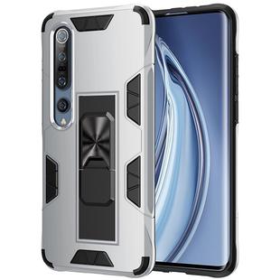 For Xiaomi Mi 10 5G / 10 Pro 5G Armor Shockproof TPU + PC Magnetic Protective Case with Invisible Holder(Silver)