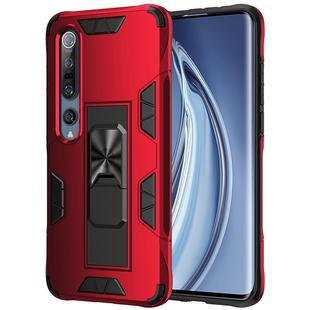 For Xiaomi Mi 10 5G / 10 Pro 5G Armor Shockproof TPU + PC Magnetic Protective Case with Invisible Holder(Red)