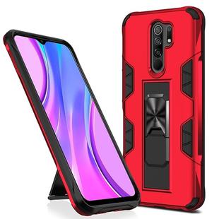 For Xiaomi Redmi 9 Armor Shockproof TPU + PC Magnetic Protective Case with Invisible Holder(Red)