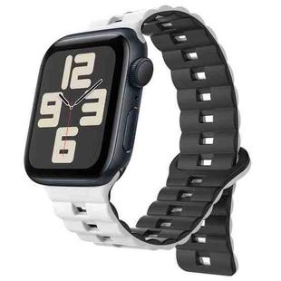 For Apple Watch SE 2023 40mm Reverse Buckle Two Color Magnetic Silicone Watch Band(White+Black)