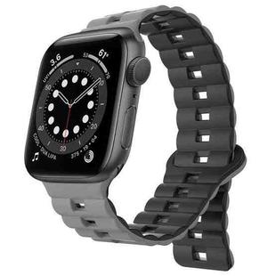 For Apple Watch 6 40mm Reverse Buckle Two Color Magnetic Silicone Watch Band(Grey+Black)