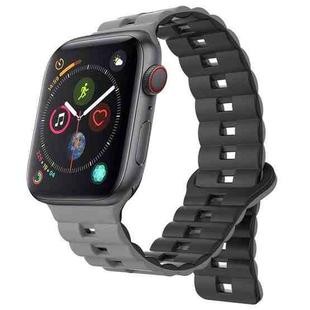 For Apple Watch Series 4 44mm Reverse Buckle Two Color Magnetic Silicone Watch Band(Grey+Black)