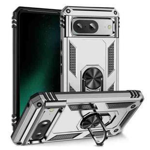 For Google Pixel 8a Shockproof TPU + PC Phone Case with Holder(Silver)