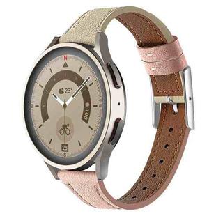 22mm Universal Genuine Leather Watch Band(Light Pink White)