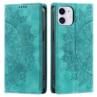 For iPhone 12 mini Totem Embossed Magnetic Leather Phone Case(Green)