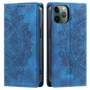 For iPhone 11 Pro Max Totem Embossed Magnetic Leather Phone Case(Blue)