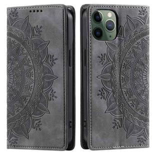 For iPhone 11 Pro Max Totem Embossed Magnetic Leather Phone Case(Grey)
