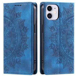 For iPhone 11 Totem Embossed Magnetic Leather Phone Case(Blue)