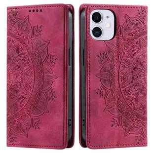 For iPhone 11 Totem Embossed Magnetic Leather Phone Case(Red)