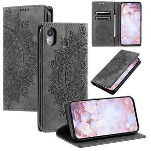 For iPhone XR Totem Embossed Magnetic Leather Phone Case(Grey)