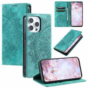 For iPhone 16 Pro Totem Embossed Magnetic Leather Phone Case(Green)