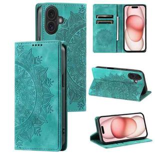 For iPhone 16 Plus Totem Embossed Magnetic Leather Phone Case(Green)