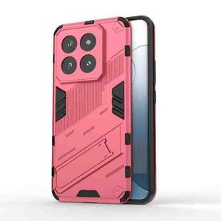 For Xiaomi 14 Pro 5G Punk Armor 2 in 1 PC + TPU Phone Case with Holder(Light Red)