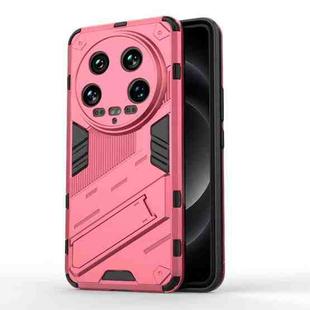 For Xiaomi 14 Ultra 5G Punk Armor 2 in 1 PC + TPU Phone Case with Holder(Light Red)