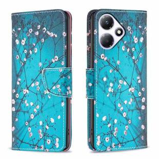 For Infinix Hot 30 Play NFC Colored Drawing Pattern Leather Phone Case(Plum Blossom)