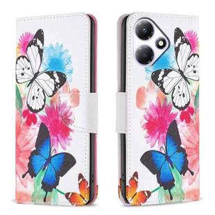 For Infinix Hot 30 Play NFC Colored Drawing Pattern Leather Phone Case(Butterflies)