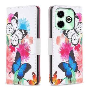 For Infinix Hot 40i Colored Drawing Pattern Leather Phone Case(Butterflies)