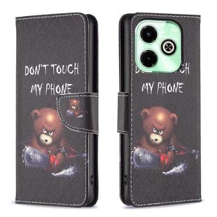 For Infinix Hot 40/40 Pro Colored Drawing Pattern Leather Phone Case(Bear)