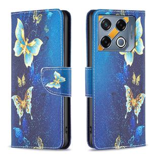 For Infinix GT 20 Pro 5G Colored Drawing Pattern Leather Phone Case(Gold Butterfly)