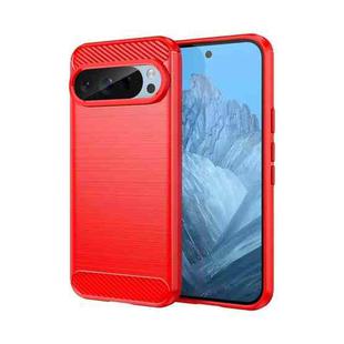 For Google Pixel 9 Carbon Fiber Brushed Texture TPU Phone Case(Red)