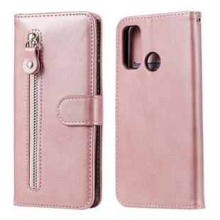 For Huawei P smart 2020 Fashion Calf Texture Zipper Horizontal Flip Leather Case with Stand & Card Slots & Wallet Function(Rose Gold)