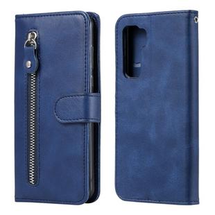 For Huawei P40 Lite (5G) / Nova 7 SE Fashion Calf Texture Zipper Horizontal Flip Leather Case with Stand & Card Slots & Wallet Function(Blue)