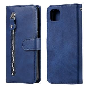 For Huawei Y5p Fashion Calf Texture Zipper Horizontal Flip Leather Case with Stand & Card Slots & Wallet Function(Blue)
