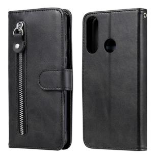 For Huawei Y6p Fashion Calf Texture Zipper Horizontal Flip Leather Case with Stand & Card Slots & Wallet Function(Black)