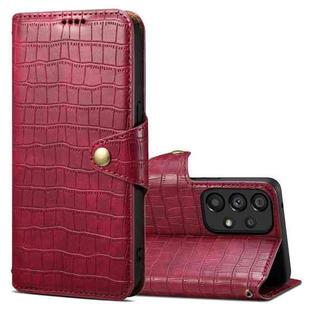 For Samsung Galaxy A33 5G Denior Crocodile Texture Oil Edge Leather Phone Case(Rose Red)