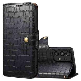 For Samsung Galaxy A52 Denior Crocodile Texture Oil Edge Leather Phone Case(Black)