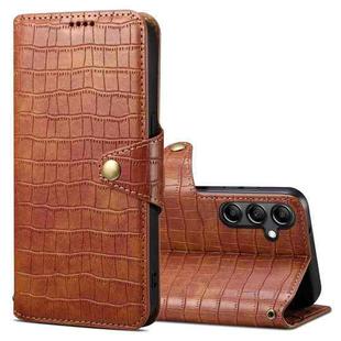 For Samsung Galaxy A24 5G Denior Crocodile Texture Oil Edge Leather Phone Case(Brown)