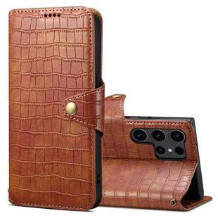 For Samsung Galaxy S24 Ultra 5G Denior Crocodile Texture Oil Edge Leather Phone Case(Brown)