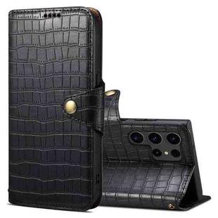 For Samsung Galaxy S23 Ultra 5G Denior Crocodile Texture Oil Edge Leather Phone Case(Black)