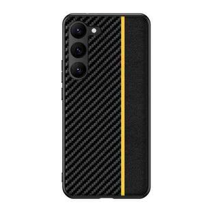 For Samsung Galaxy S24 5G Ultra-thin Carbon Fiber Texture Splicing Phone Case(Yellow)