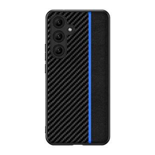 For Samsung Galaxy S25 5G Ultra-thin Carbon Fiber Texture Splicing Phone Case(Blue)