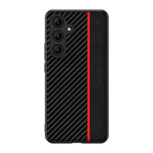 For Samsung Galaxy S25+ 5G Ultra-thin Carbon Fiber Texture Splicing Phone Case(Red)
