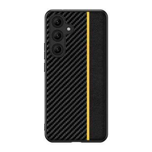 For Samsung Galaxy S25+ 5G Ultra-thin Carbon Fiber Texture Splicing Phone Case(Yellow)
