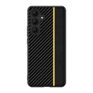 For Samsung Galaxy S24 FE 5G Ultra-thin Carbon Fiber Texture Splicing Phone Case(Yellow)