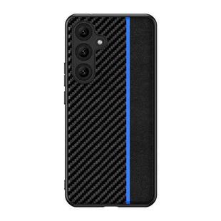 For Samsung Galaxy S24 FE 5G Ultra-thin Carbon Fiber Texture Splicing Phone Case(Blue)