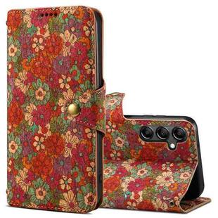 For Samsung Galaxy A24 5G Denior Flower Language Series Cork Fabric Oil Edge Leather Phone Case(Summer)