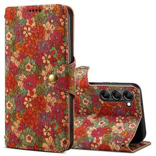 For Samsung Galaxy S23+ Denior Flower Language Series Cork Fabric Oil Edge Leather Phone Case(Summer)