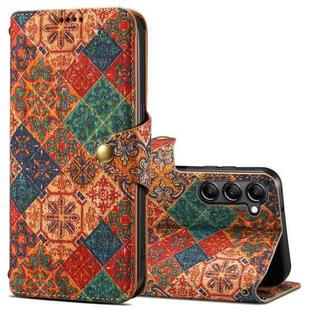 For Samsung Galaxy S23+ Denior Flower Language Series Cork Fabric Oil Edge Leather Phone Case(Winter)