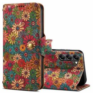 For Samsung Galaxy S23 Denior Flower Language Series Cork Fabric Oil Edge Leather Phone Case(Spring)