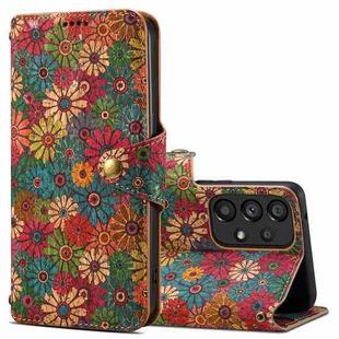 For Samsung Galaxy A53 5G Denior Flower Language Series Cork Fabric Oil Edge Leather Phone Case(Spring)