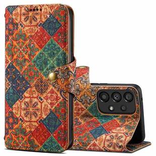 For Samsung Galaxy A53 5G Denior Flower Language Series Cork Fabric Oil Edge Leather Phone Case(Winter)