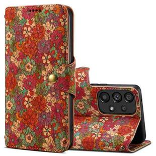 For Samsung Galaxy A52 Denior Flower Language Series Cork Fabric Oil Edge Leather Phone Case(Summer)