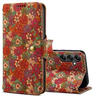 For Samsung Galaxy S24 5G Denior Flower Language Series Cork Fabric Oil Edge Leather Phone Case(Summer)